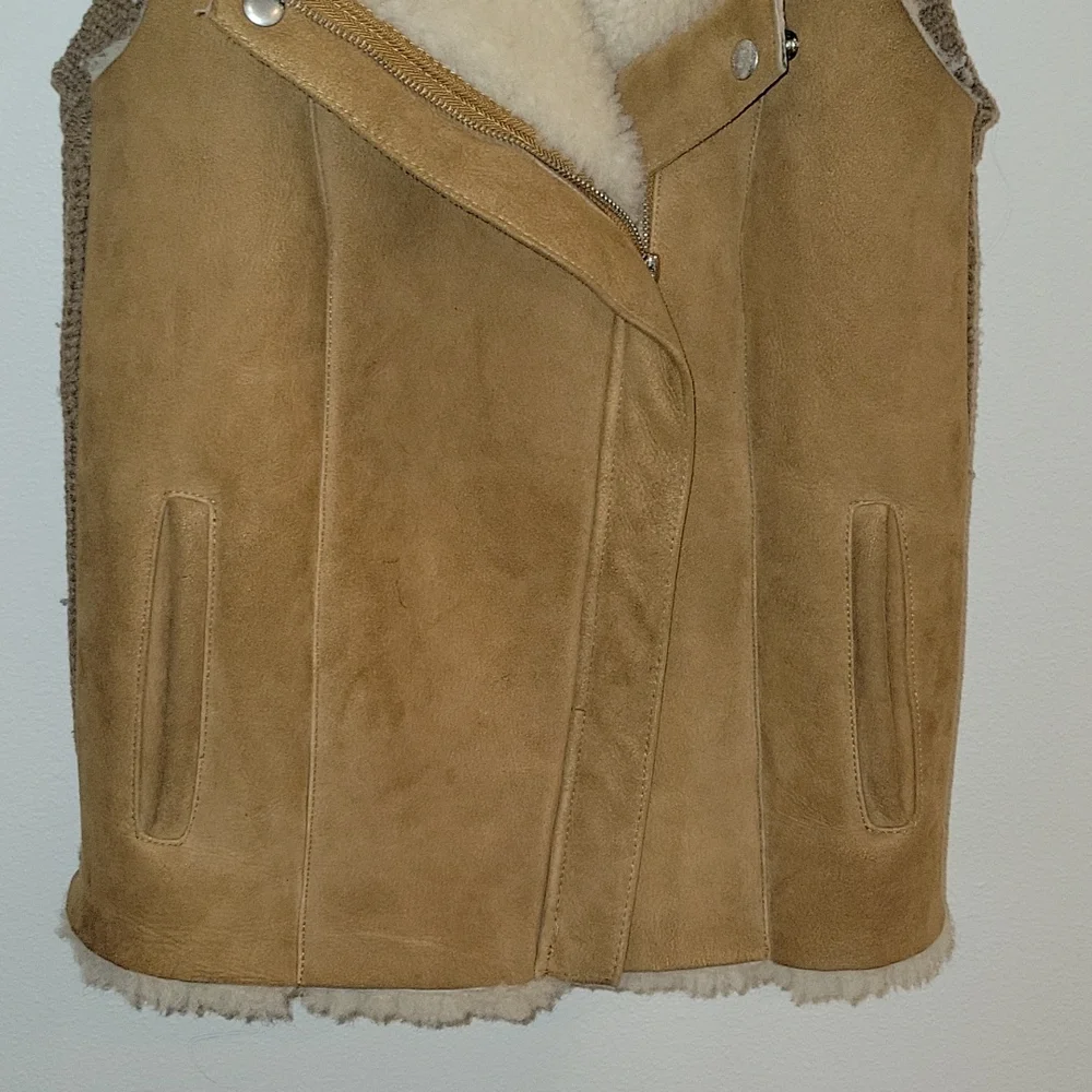 JOIE Brinley Lamb Fur Suede Vest in Natural - Picture 2 of 14